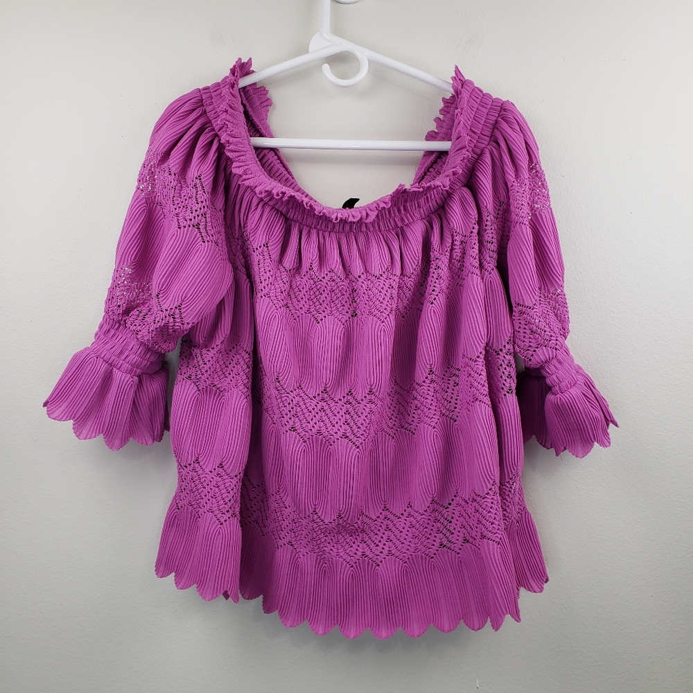 Lane Bryant Purple Textured Blouse
